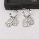 Silver Casual Letters Rhinestone Decor Earrings