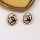 Black Casual Letters Rhinestone Decor Earrings