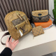 Khaki Casual Letters Zipper Bags
