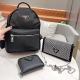 Black Casual Letters Zipper Bags