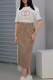 Camel Casual Letters Draw String O Neck Short Sleeve Two Pieces