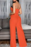 Blue Casual Solid Color Buckle Strapless Sleeveless Two Pieces