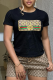 Black Casual Letters Pocket O Neck Short Sleeve Two Pieces