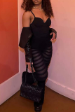 Black Casual Solid Color Patchwork Bodycon Speaker Patchwork Bottoms