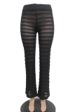 Black Casual Solid Color Patchwork Bodycon Speaker Patchwork Bottoms