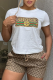 White Casual Letters Pocket O Neck Short Sleeve Two Pieces