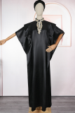 Pink Casual Solid Color Hollow Out O Neck Long Dresses