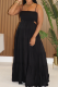 Black Casual Solid Color Hollow Out Spaghetti Strap Long Dresses