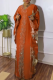 Orange Casual Hot Drill V Neck Long Dresses