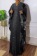 Black Casual Hot Drill V Neck Long Dresses
