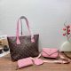 Pink Brown Casual Daily Letters Zipper Bags