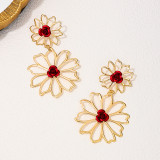 Red Casual Daily Flowers Hollow Out Earrings