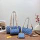 Blue Casual Daily Letters Zipper Bags