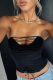 Black Sexy Solid Color Cross Straps Strapless Tops