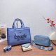 Blue Casual Daily Letters Zipper Bags