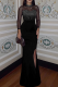 Black Prom Solid Color Hot Drill O Neck Long Dresses