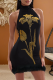 Gold Sexy Flowers Backless Hot Drill O Neck Wrapped Skirt Dresses