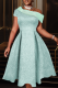 Light Green Prom Solid Color Patchwork Oblique Collar Evening Dresses