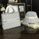 Gray White Casual Daily Letters Patchwork Bags