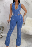 Purple Casual Solid Color Patchwork Turndown Collar Sleeveless Two Pieces