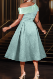 Purple Prom Solid Color Patchwork Oblique Collar Evening Dresses