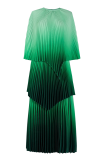 Red Elegant Gradient Irregular Pleated O Neck Three Quarter Two Pieces