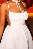 Black Sexy Solid Color Backless Strap Design Spaghetti Strap Dresses