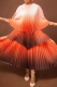 Red Elegant Gradient Irregular Pleated O Neck Three Quarter Two Pieces