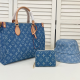 Blue Casual Letters Zipper Bags