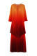 Tangerine Red Elegant Gradient Irregular Pleated O Neck Three Quarter Two Pieces