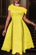 Yellow Prom Solid Color Patchwork Oblique Collar Evening Dresses