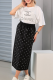 Black Casual Letters Contrast O Neck Half Sleeve Two Pieces
