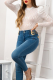 White Casual Letters See-Through O Neck Tops