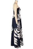 Rose Red Casual Print Patchwork Oblique Collar Printed Dresses