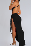 Red Sexy Solid Color High Slit Ruched Strapless Long Dresses