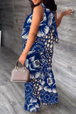 Stripe Casual Print Patchwork O Neck Sleeveless Two Pieces