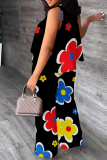 Stripe Casual Print Patchwork O Neck Sleeveless Two Pieces
