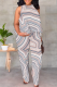 Stripe Casual Print Patchwork O Neck Sleeveless Two Pieces