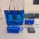Blue Casual Daily Letters Patchwork Bags