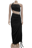 Red Sexy Solid Color High Slit Ruched Strapless Long Dresses