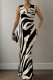Multicolor Elegant Print V Neck Long Dresses