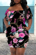 Black Pink Sexy Print Pocket Off Shoulder Wrapped Skirt Dresses