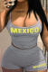 Grey Sexy Letters Patchwork Spaghetti Strap Sleeveless Two Pieces