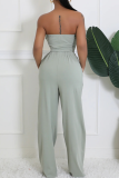 Light Blue Casual Heart Shaped Pocket Strapless Sleeveless Two Pieces