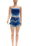 Blue Sexy Heart Shaped Strapless Two Pieces
