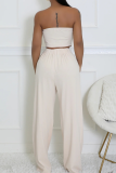 Light Blue Casual Heart Shaped Pocket Strapless Sleeveless Two Pieces