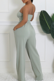 Light Blue Casual Heart Shaped Pocket Strapless Sleeveless Two Pieces