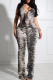 Zebra Sexy Zebra Print Backless Halter Sleeveless Two Pieces