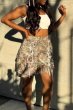 Camouflage Casual Camouflage Print Bow Decor Loose Conventional Full Print Bottoms