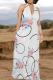 White Casual Stripe Pocket Backless Halter Long Dresses